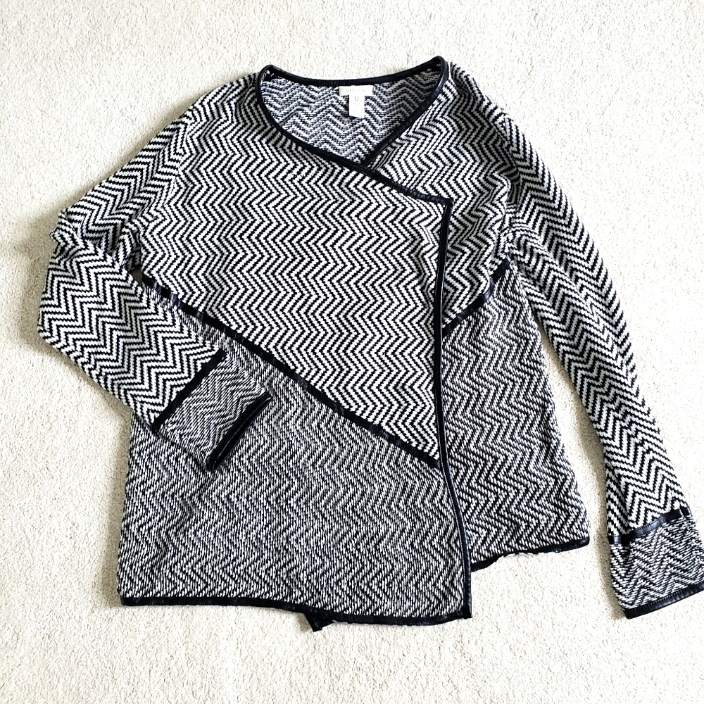 Chico's Herringbone Open Front Sweater szS/0